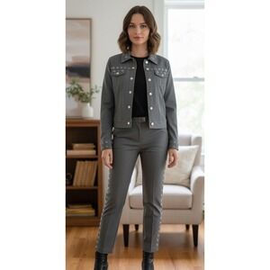 St. John Sport by Marie Gray Jacket & Pants Set Grommet Detail Stretch Women's P